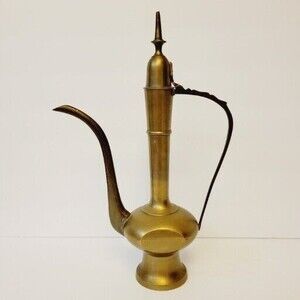 Vintage Indian Brass Vase Pitcher Aladdin Teapot 12 " Tall